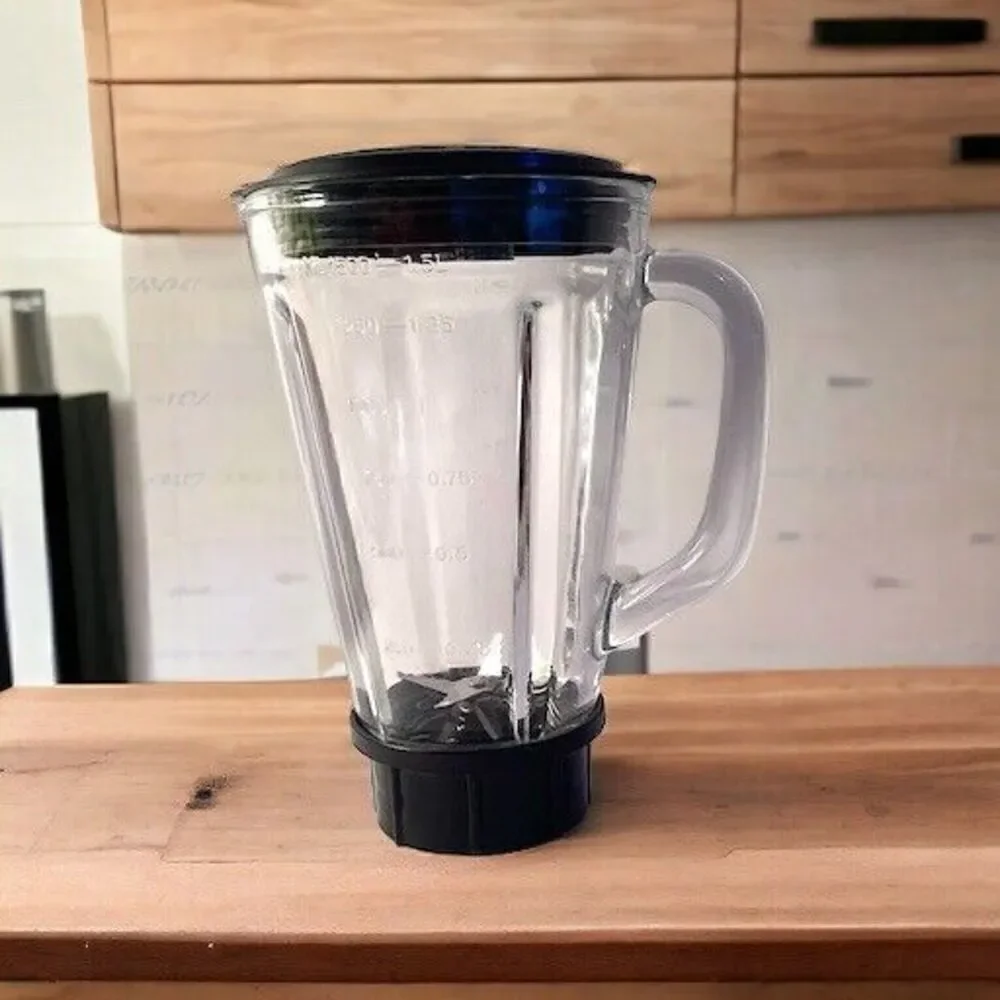 Blender Replacement Heavy Glass Pitcher 6 Cup With Black Lid